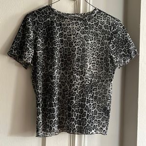 Sheer Reformation Leopard Print Mesh Top